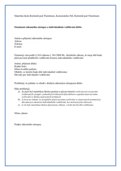 Ozn&aacute;men&iacute; o individu&aacute;ln&iacute;m vzděl&aacute;v&aacute;n&iacute;